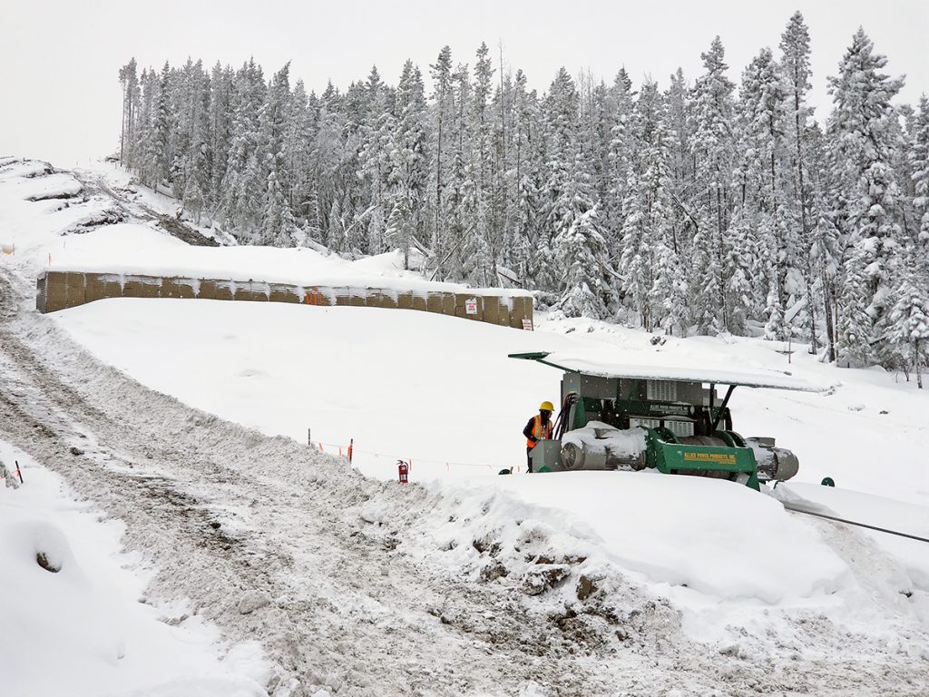 Columbia W200000-4A17-L-00 heavy equipment recovery winch systems with 200,000 lb. single line pull to move heavy machinery up and down slopes in extreme weather