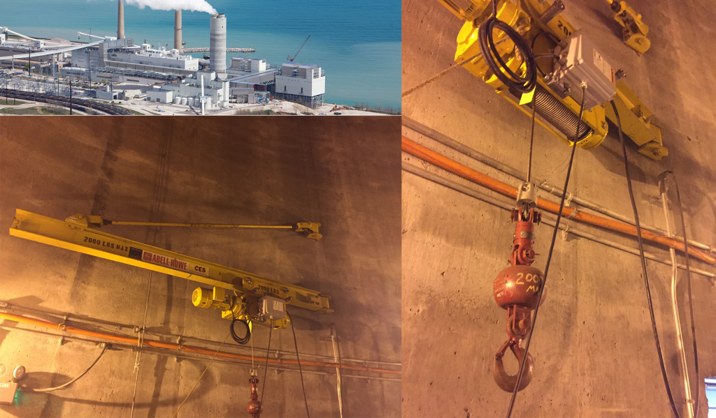 Columbia H3000-4A17-L-00 AC Electric Smoke Stack Hoist with Manual Overhead Trolley