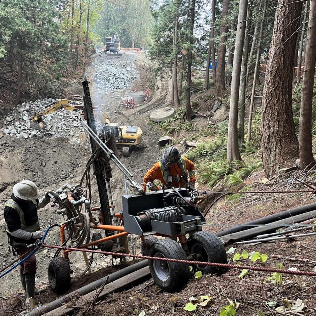 Hoist Model: Columbia HF3150-P-03 Pneumatic Hoist on a rockfall mitigation unit of Canyon Equipment