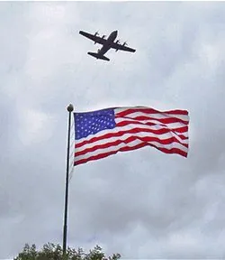 The world's largest American flag flying in Sheboygan, Wisconsin, raised by a Columbia flag hoist